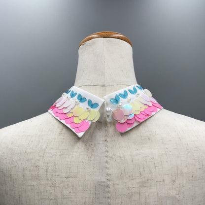 Colorful embellished fake collar