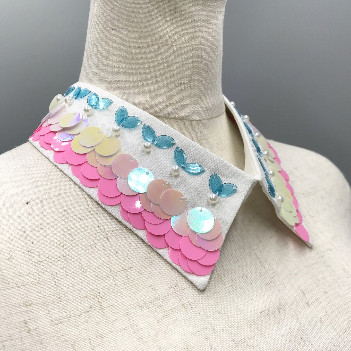 Colorful embellished fake collar